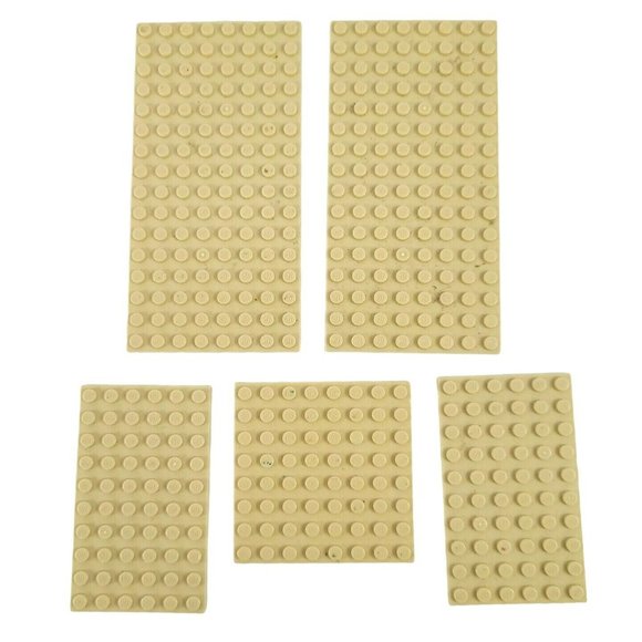 Lot of 5 Genuine LEGO Light Brown Beige Flat Base Plates Brick Building Part - Picture 1 of 7